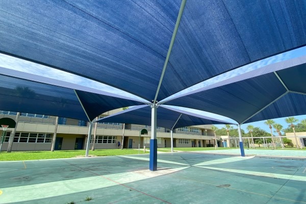 Cannella Elementary School with blue shades