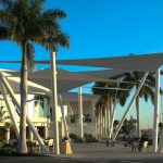 white shade structure covering walkthrough